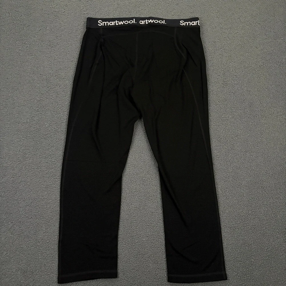 Smartwool Base Layer Bottoms Men XL Black Merino Wool Thermal 3/4 Leggings New